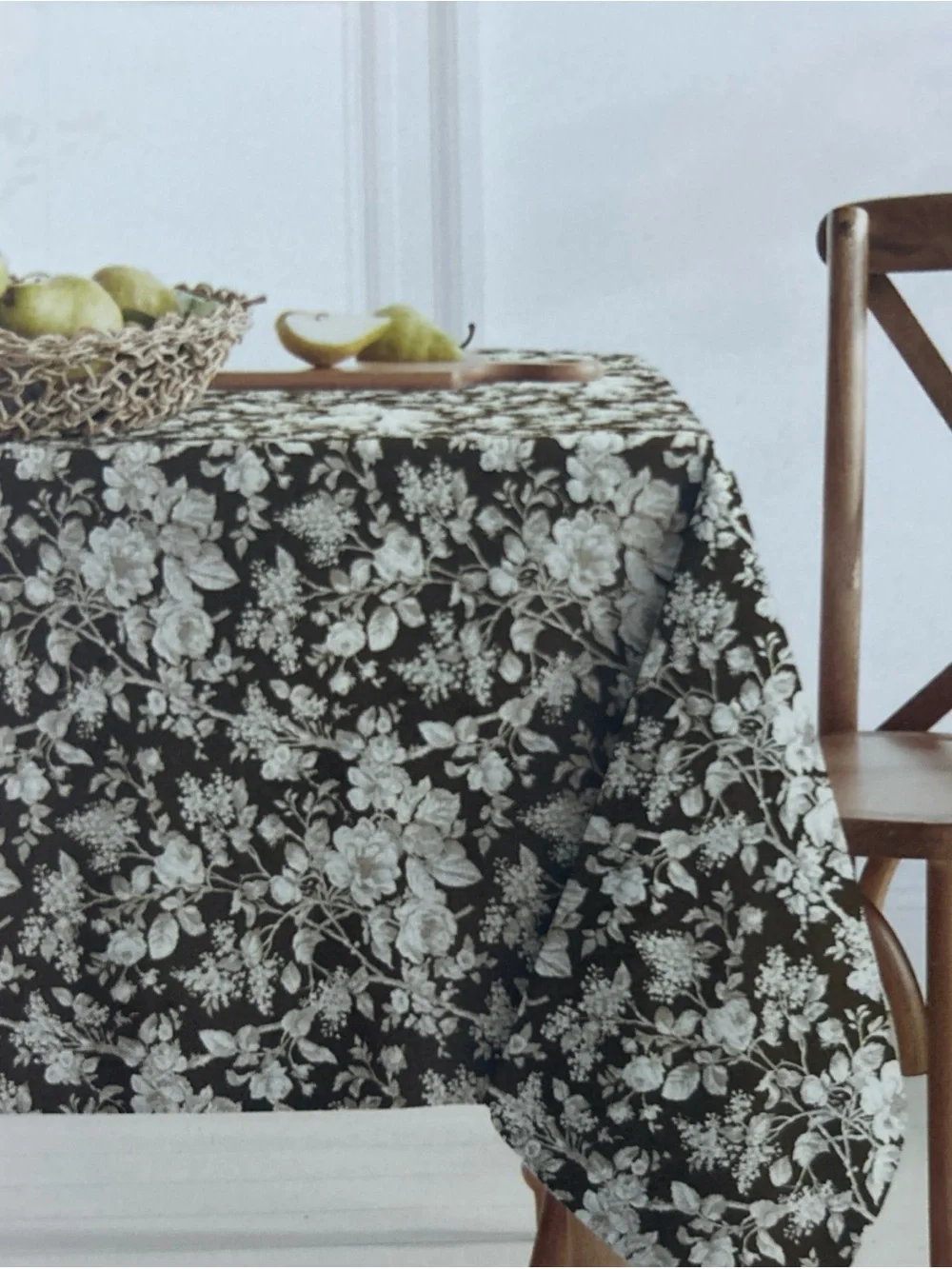 Lauren Ralph Lauren Fall Elegant Brown and Cream Floral Tablecloth 60” X 120”